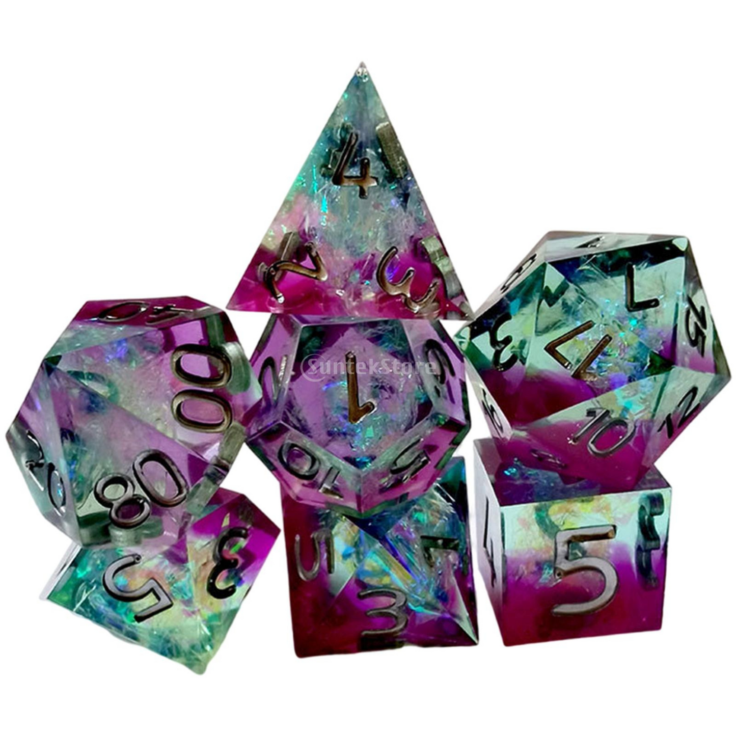 MagiDeal Blood Effect Sharp Resin Polyhedral Dice Set