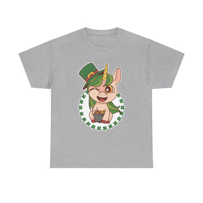 St. Patrick's Day Unicorn Unisex Heavy Cotton Tee