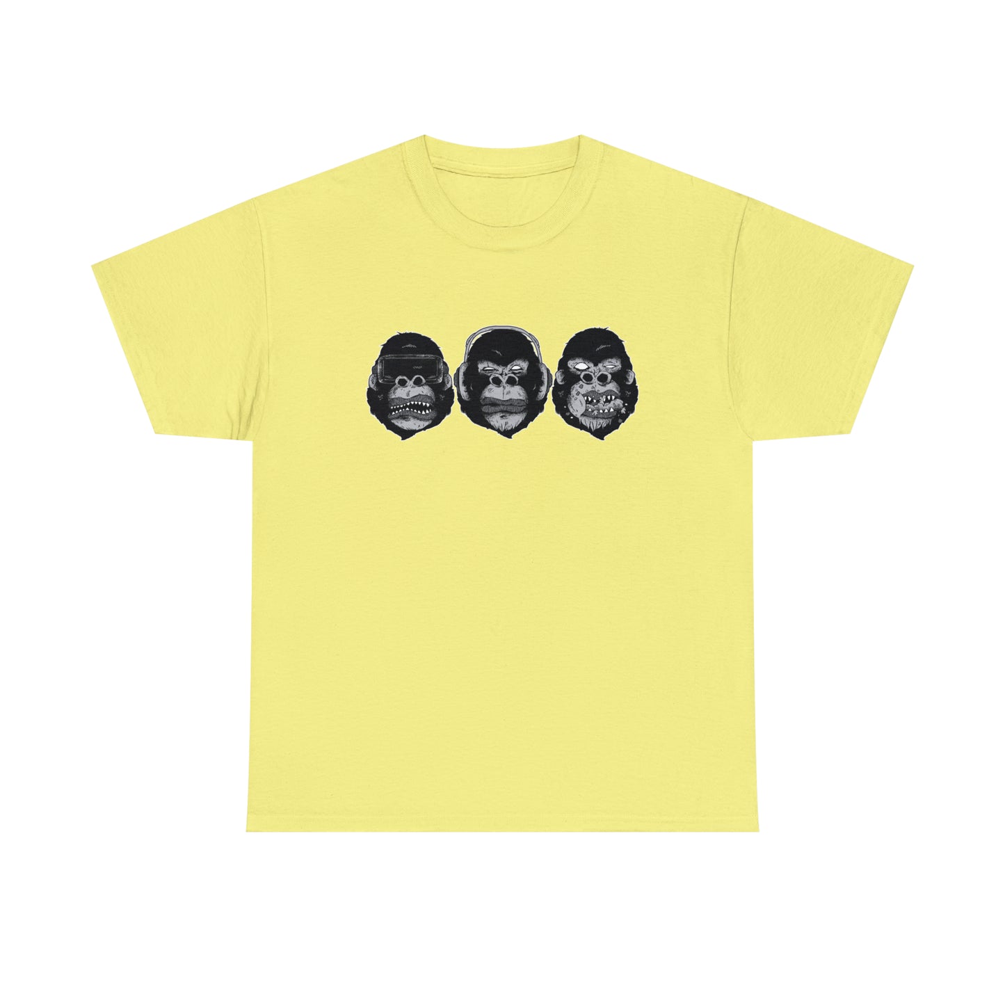 See Hear Speak Gorilla Heads Unisex Heavy Cotton Tee