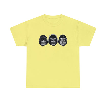 See Hear Speak Gorilla Heads Unisex Heavy Cotton Tee