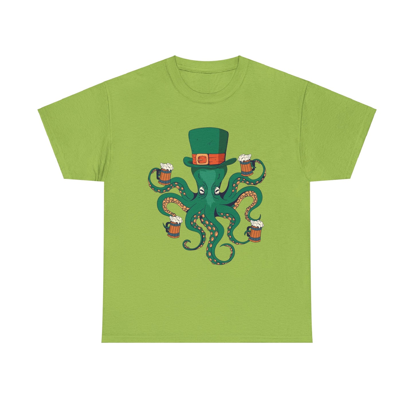 St. Patrick's Day Octopus Unisex Heavy Cotton Tee