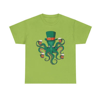 St. Patrick's Day Octopus Unisex Heavy Cotton Tee