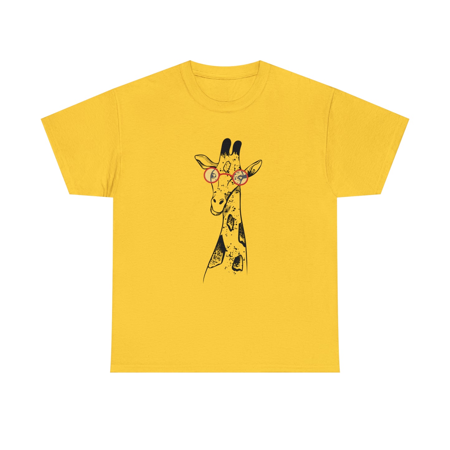 Giraffe With Glasses Unisex Heavy Cotton Tee