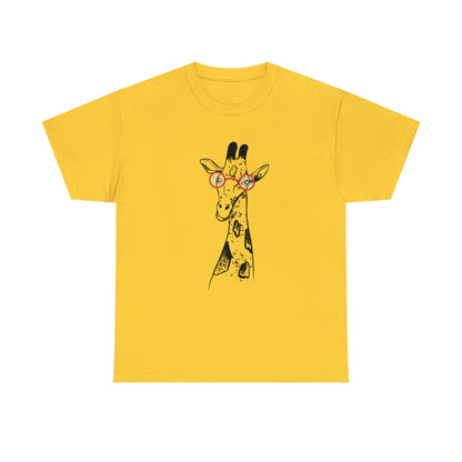 Giraffe With Glasses Unisex Heavy Cotton Tee