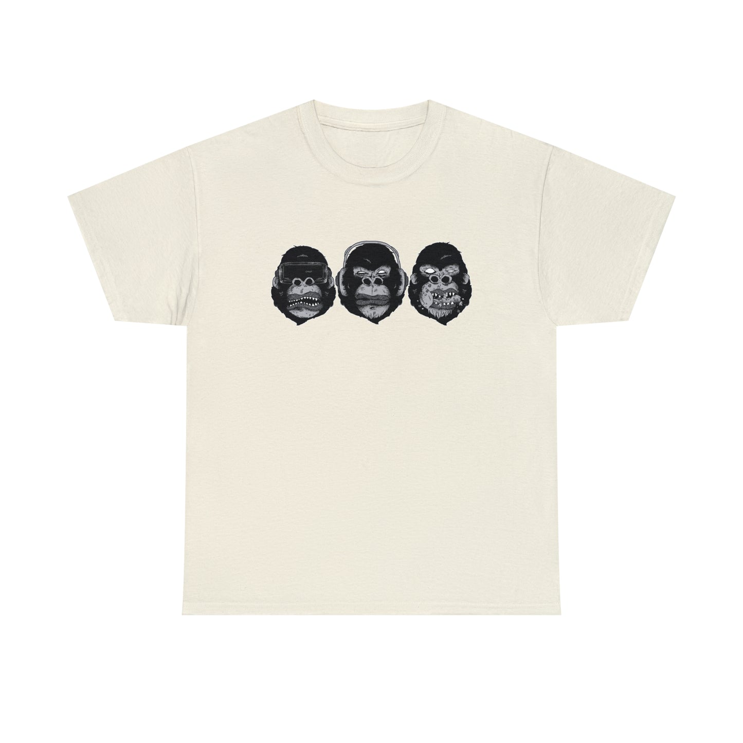 See Hear Speak Gorilla Heads Unisex Heavy Cotton Tee