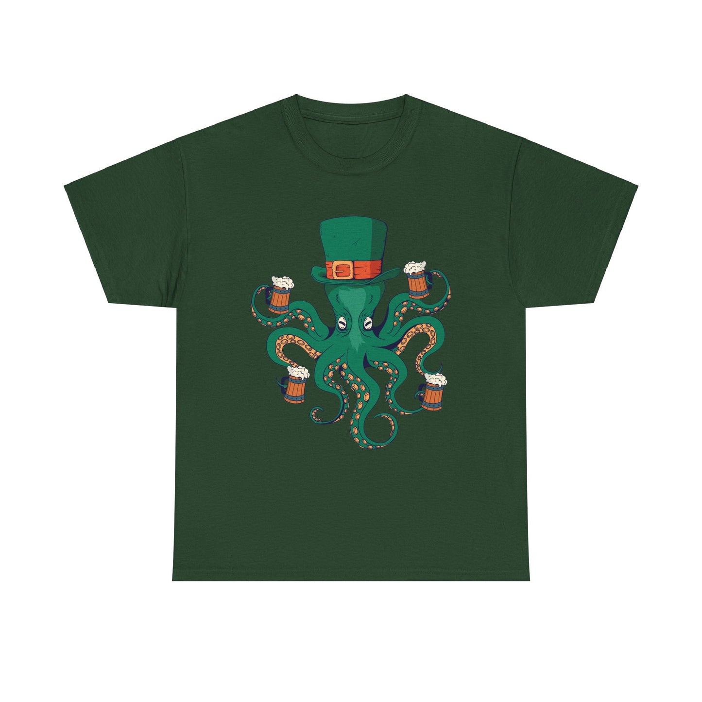 St. Patrick's Day Octopus Unisex Heavy Cotton Tee