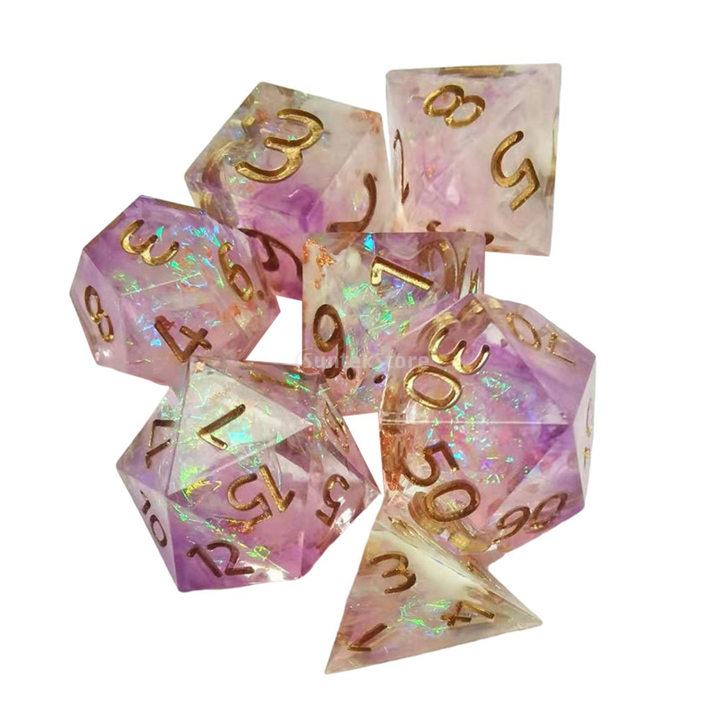 MagiDeal Blood Effect Sharp Resin Polyhedral Dice Set