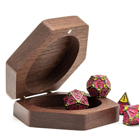 Wooden Dice Case Storage Box with Magnetic Lid for 16mm Tabletop Gaming Dice