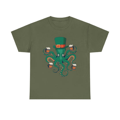 St. Patrick's Day Octopus Unisex Heavy Cotton Tee