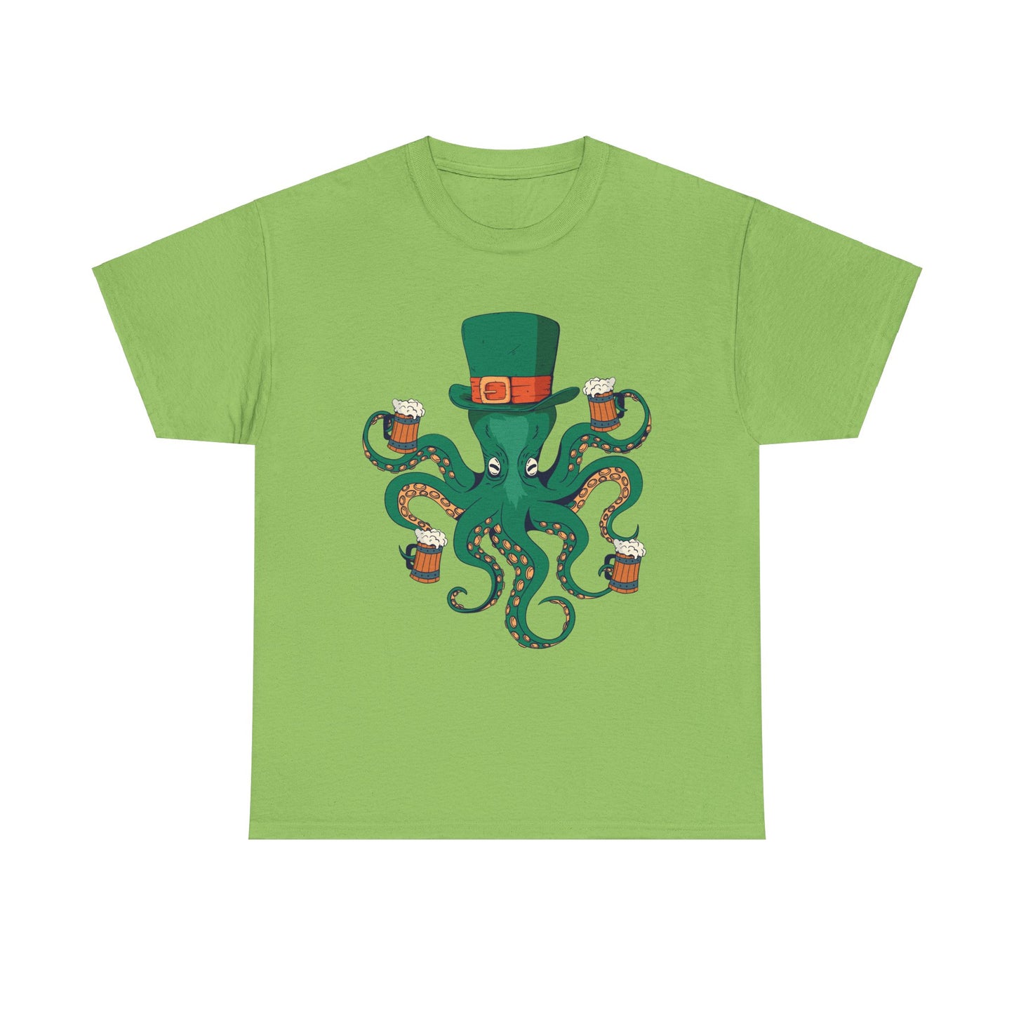 St. Patrick's Day Octopus Unisex Heavy Cotton Tee