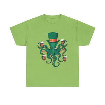 St. Patrick's Day Octopus Unisex Heavy Cotton Tee