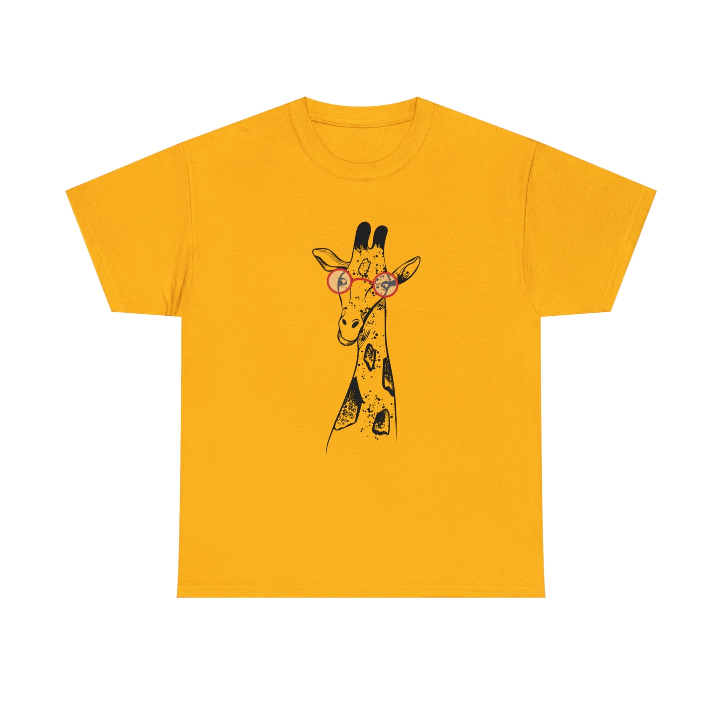 Giraffe With Glasses Unisex Heavy Cotton Tee