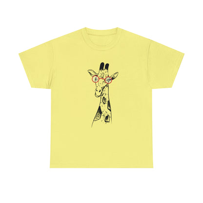 Giraffe With Glasses Unisex Heavy Cotton Tee