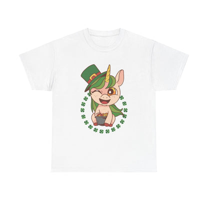 St. Patrick's Day Unicorn Unisex Heavy Cotton Tee