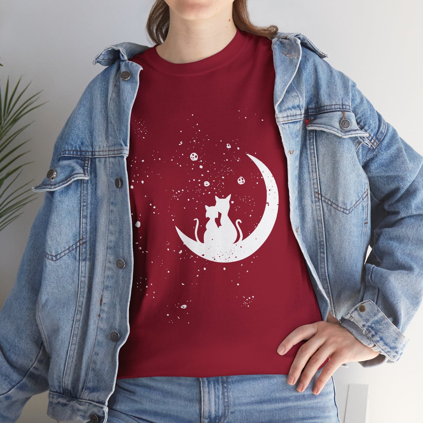 Cat Moon Love Unisex Heavy Cotton Tee