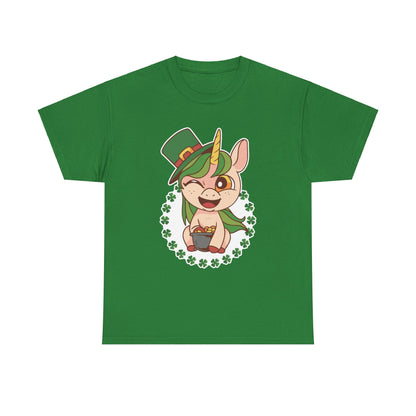 St. Patrick's Day Unicorn Unisex Heavy Cotton Tee