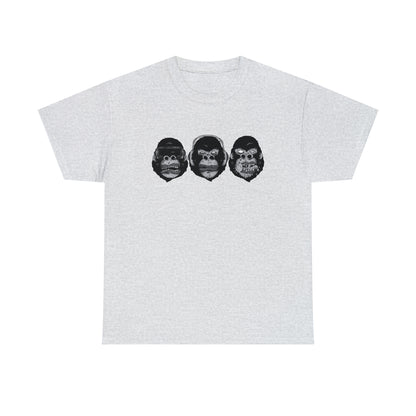 See Hear Speak Gorilla Heads Unisex Heavy Cotton Tee