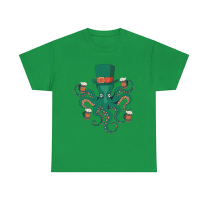 St. Patrick's Day Octopus Unisex Heavy Cotton Tee