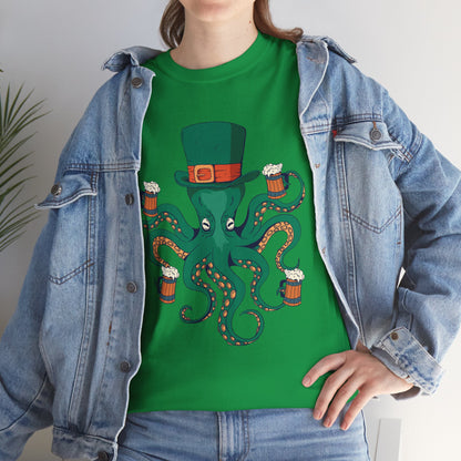 St. Patrick's Day Octopus Unisex Heavy Cotton Tee