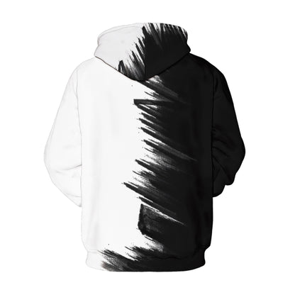 Black and White Unisex Full Print Polyester Pullover Sweatshirt Hoodie