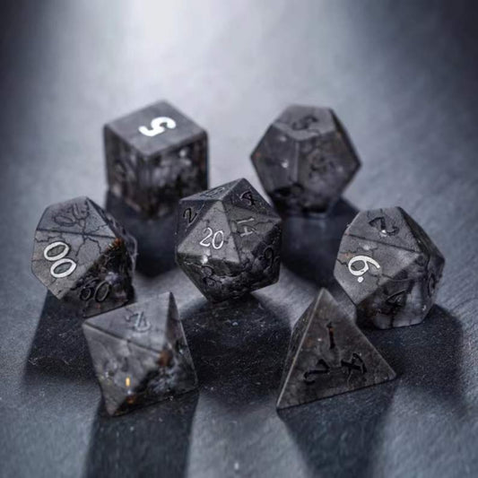Black Lightning Zircon Frosted Stone Gaming Dice Set