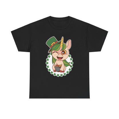 St. Patrick's Day Unicorn Unisex Heavy Cotton Tee