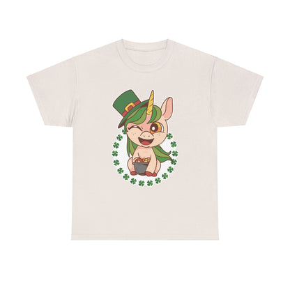 St. Patrick's Day Unicorn Unisex Heavy Cotton Tee