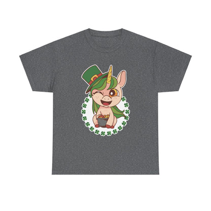 St. Patrick's Day Unicorn Unisex Heavy Cotton Tee