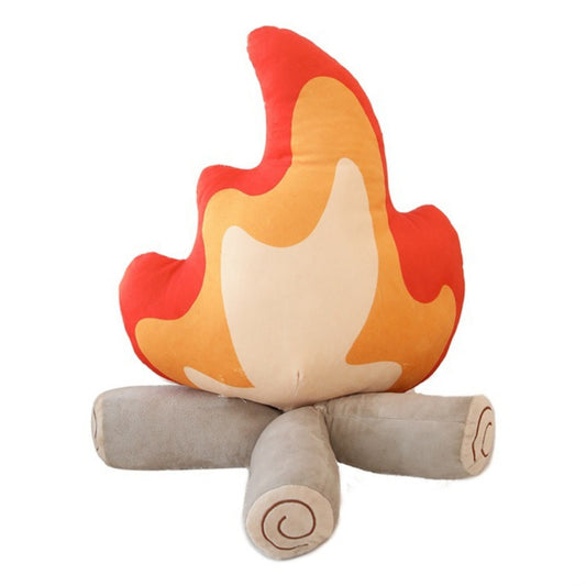 Plush Cartoon-Style Campfire Throw Pillow