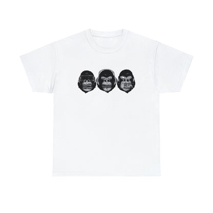 See Hear Speak Gorilla Heads Unisex Heavy Cotton Tee