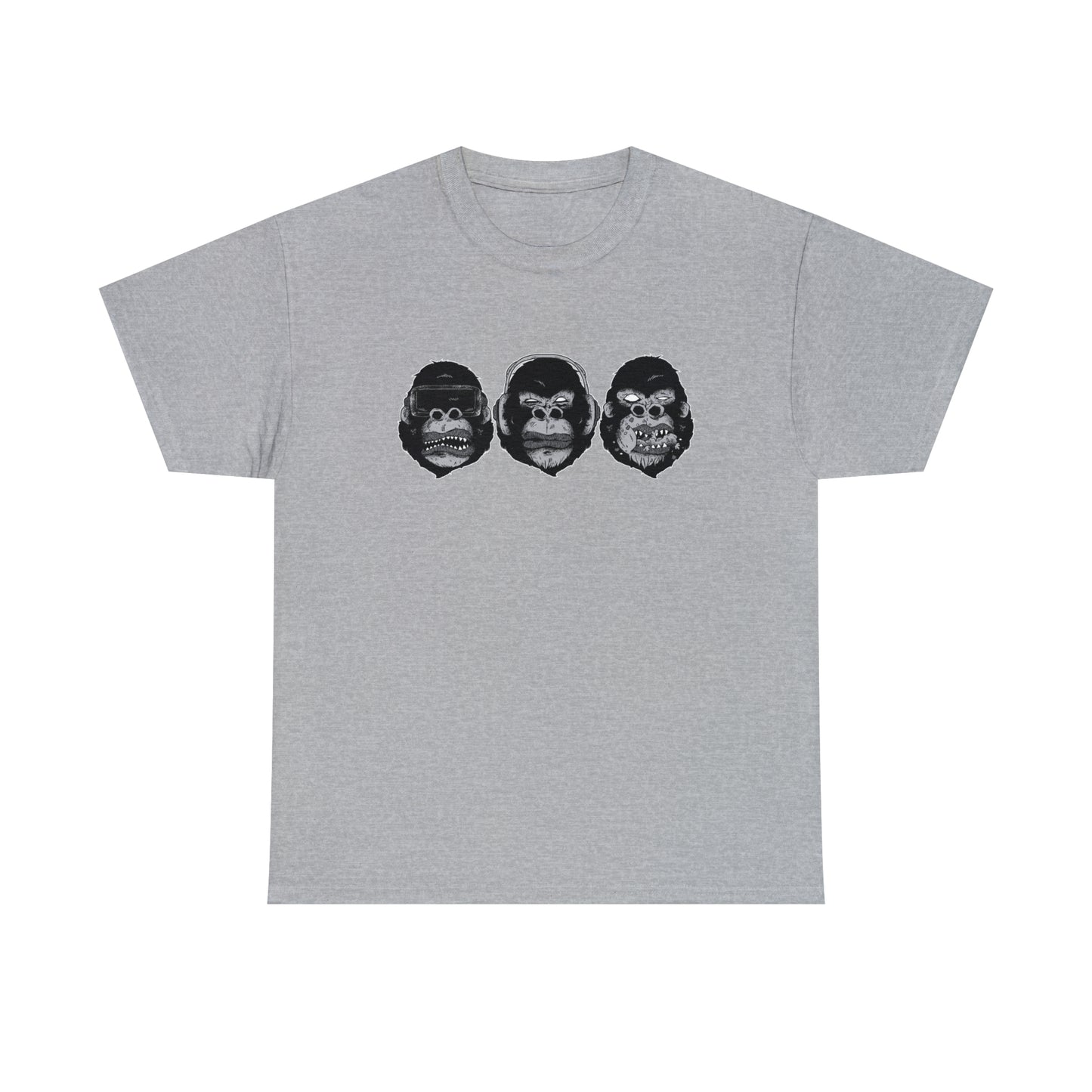 See Hear Speak Gorilla Heads Unisex Heavy Cotton Tee