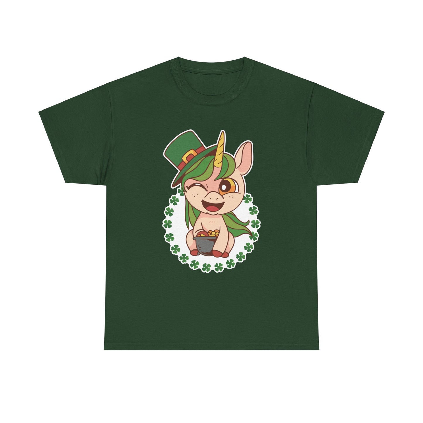 St. Patrick's Day Unicorn Unisex Heavy Cotton Tee