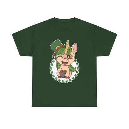 St. Patrick's Day Unicorn Unisex Heavy Cotton Tee