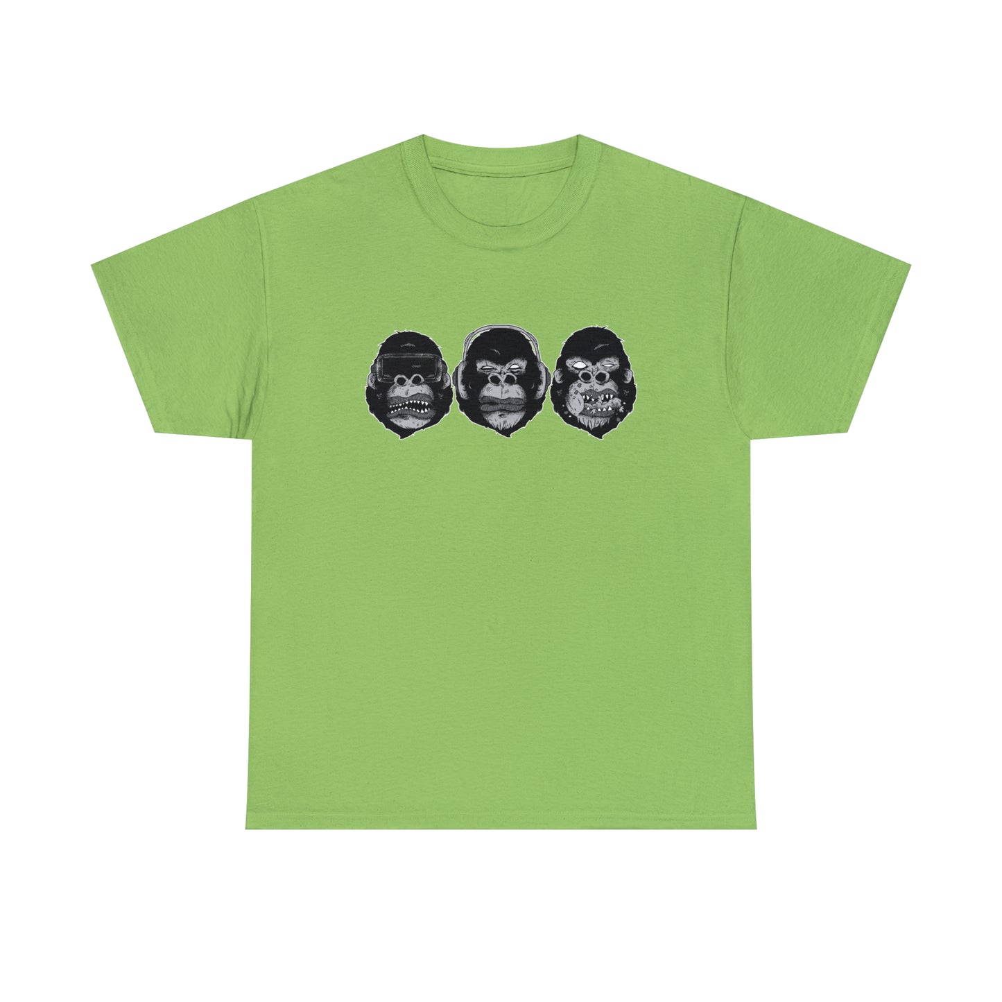 See Hear Speak Gorilla Heads Unisex Heavy Cotton Tee