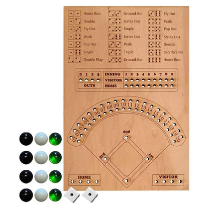 Play Ball! Wooden Baseball Dice Board Game