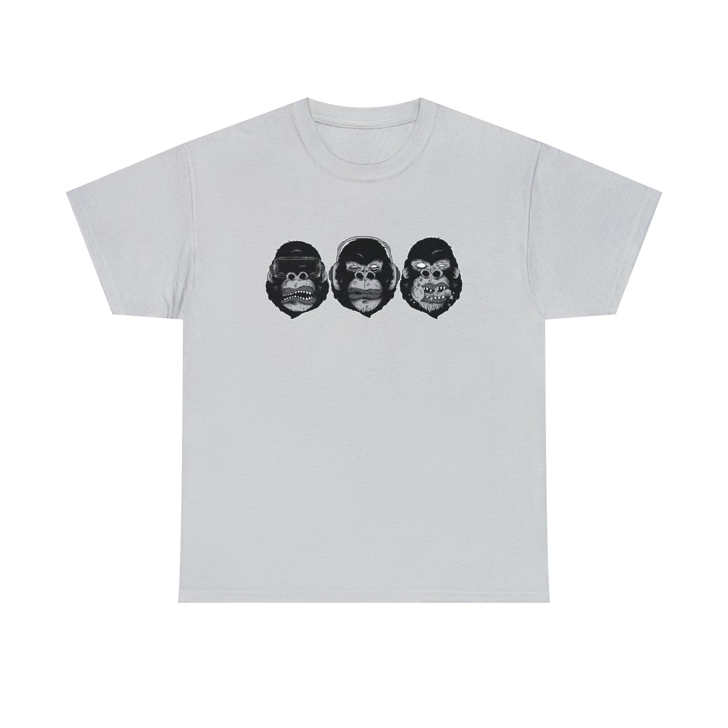 See Hear Speak Gorilla Heads Unisex Heavy Cotton Tee