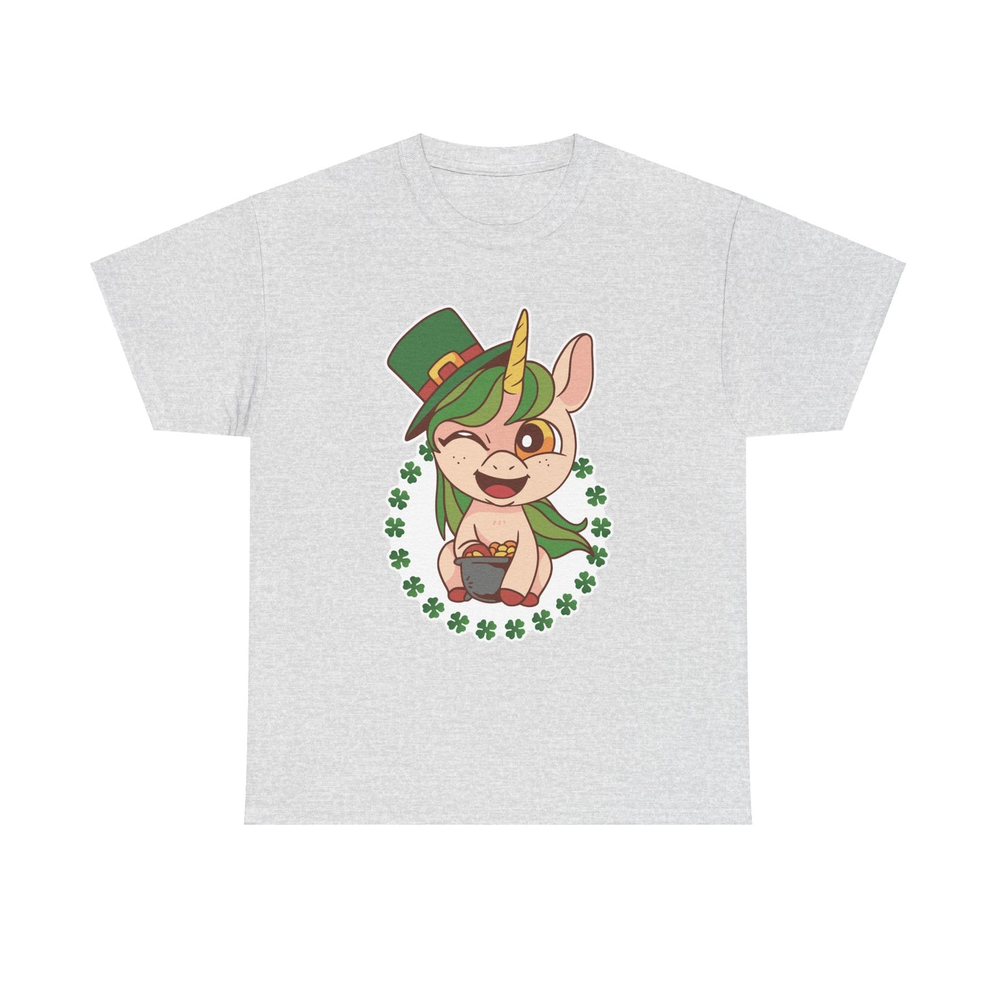 St. Patrick's Day Unicorn Unisex Heavy Cotton Tee