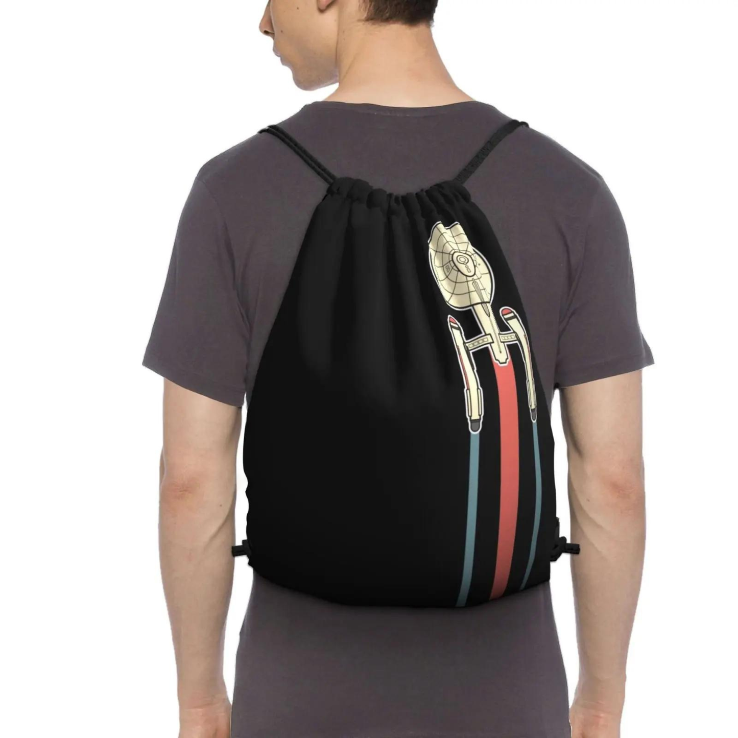 Star Trek USS Enterprise Polyester Backpack or Drawstring Bag