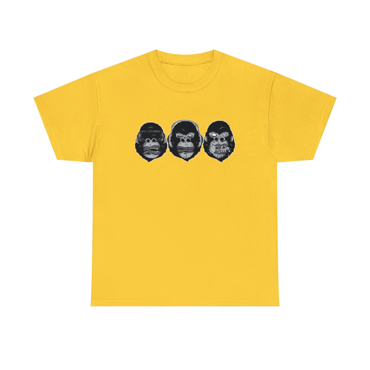 See Hear Speak Gorilla Heads Unisex Heavy Cotton Tee