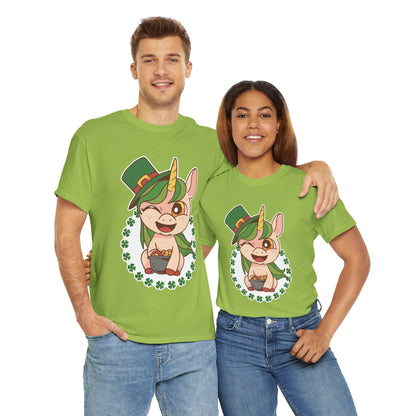 St. Patrick's Day Unicorn Unisex Heavy Cotton Tee