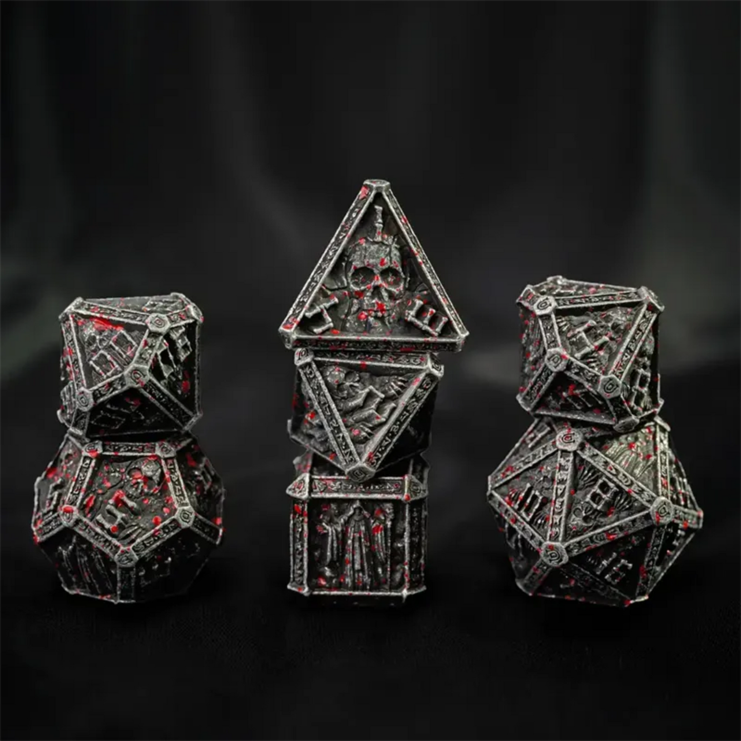 7 Pcs Metal Necromancer Dice Set for D&D and Role Playing Games