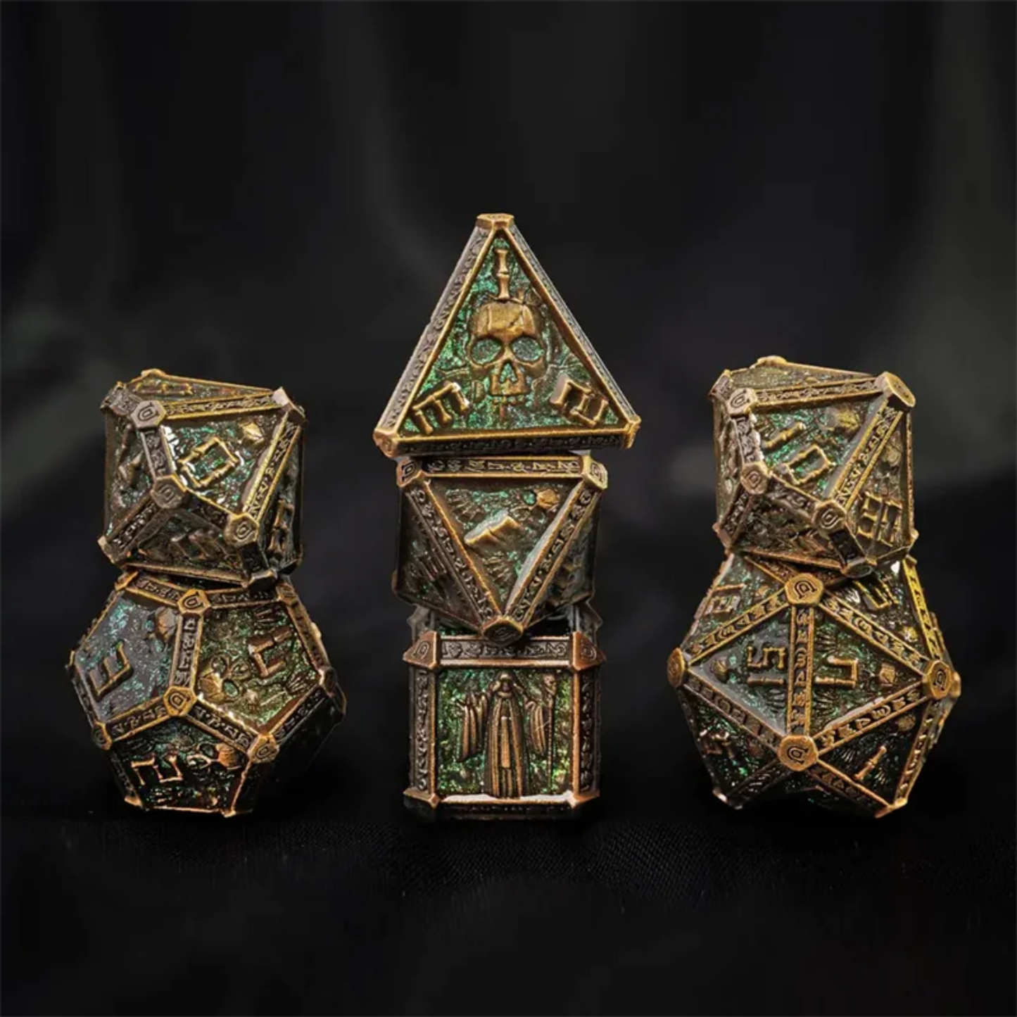7 Pcs Metal Necromancer Dice Set for D&D and Role Playing Games