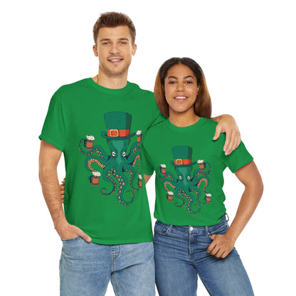 St. Patrick's Day Octopus Unisex Heavy Cotton Tee