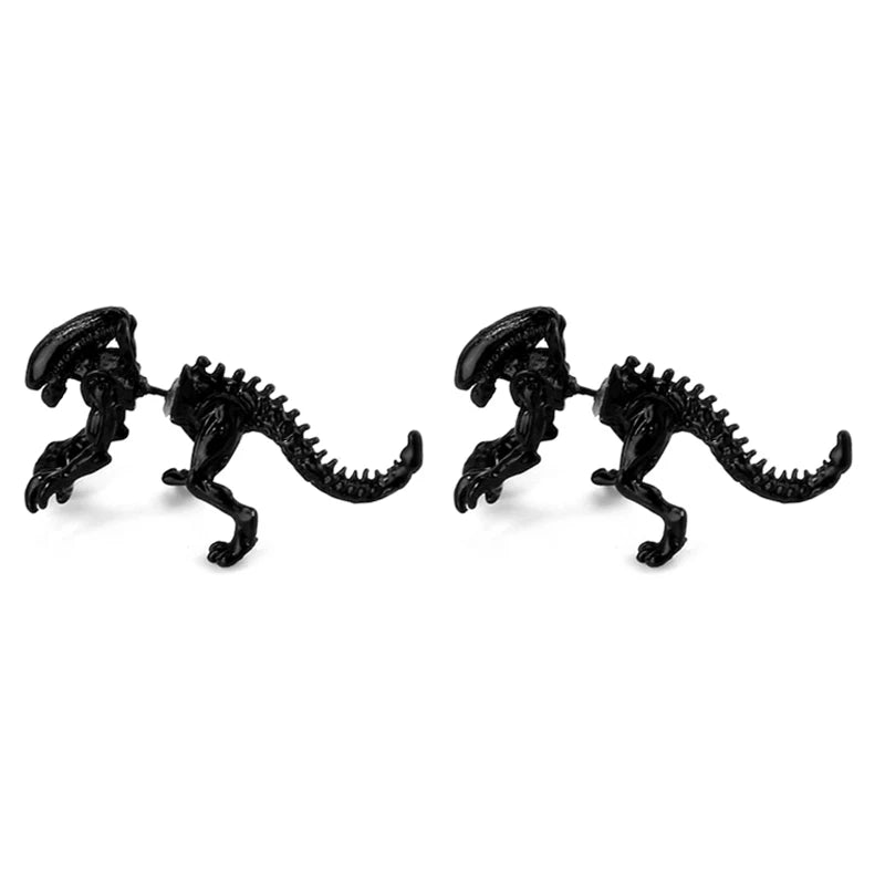 Alien Xenomorph Metal Stud Earrings Pair