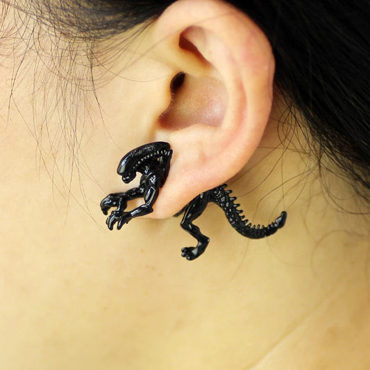 Alien Xenomorph Metal Stud Earrings Pair