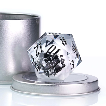 Cusdie Resin Sharp Edge D20 Dice with Metal Case