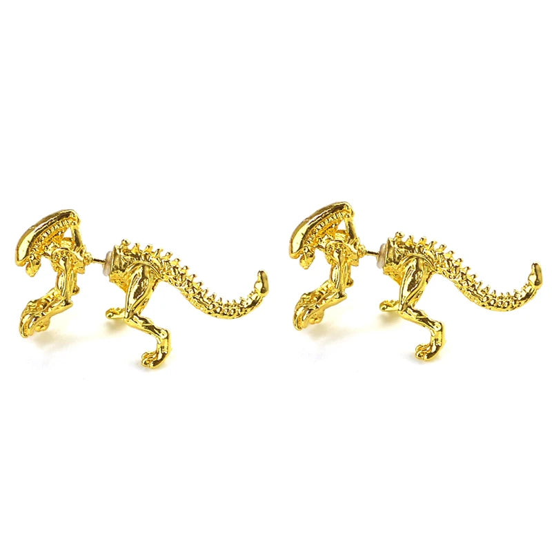 Alien Xenomorph Metal Stud Earrings Pair