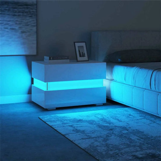 Modern Luxury LED Light Nightstand w/ Drawers