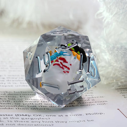 Cusdie Resin Sharp Edge D20 Dice with Metal Case