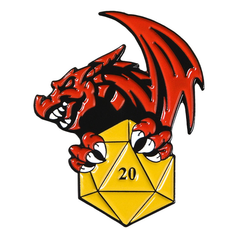 Dungeons & Dragons Metal Enamel Brooch Pin for RPG Gamers